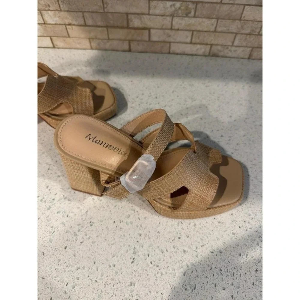 Monrovia Raffia‎ Wedge Sandals Womens Platform NWT